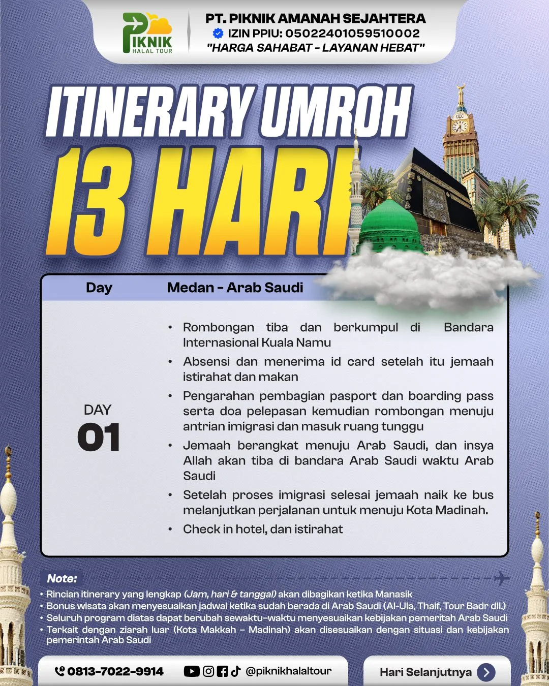Itinerary 13 Hari - Itinerary