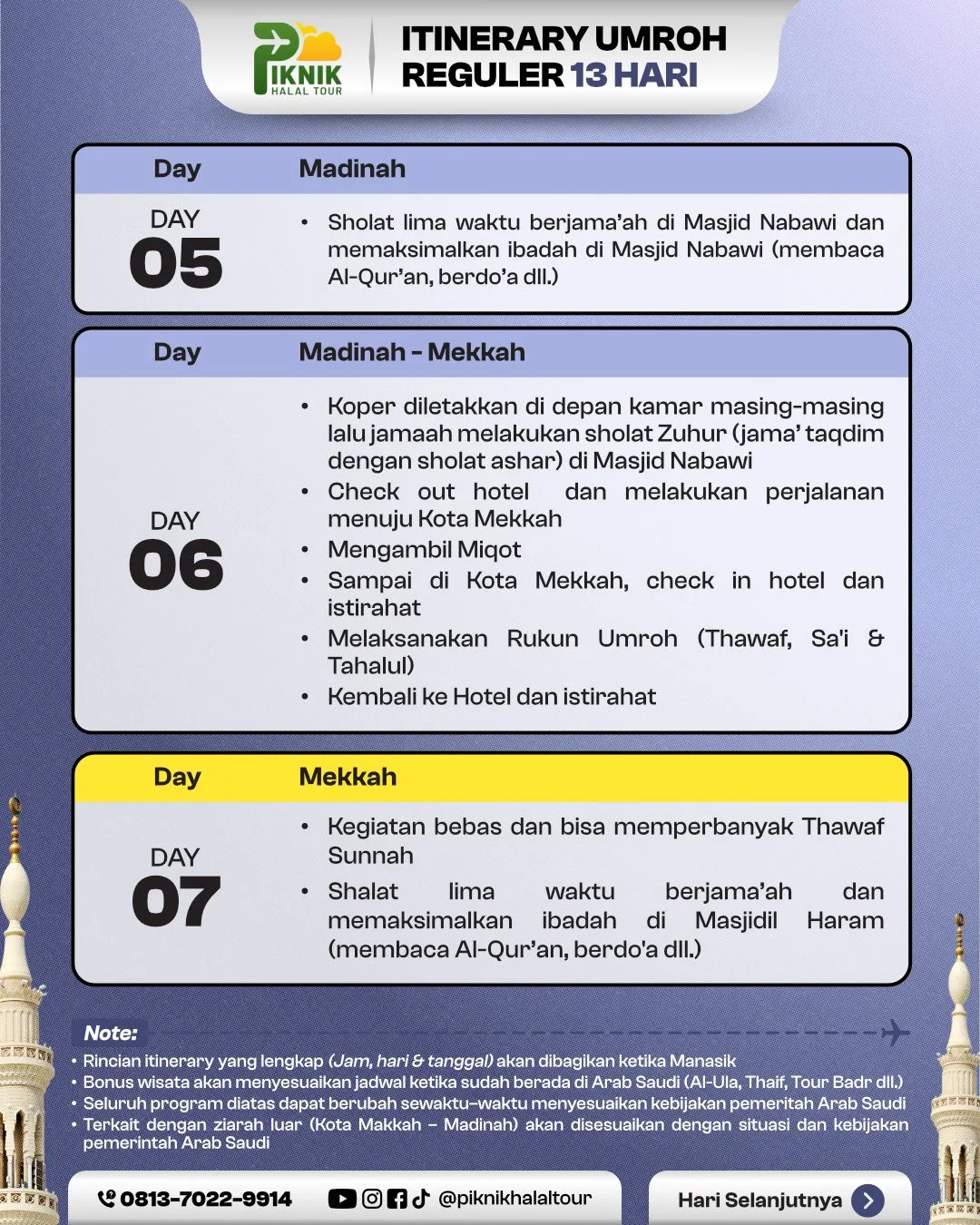 Itinerary 13 Hari - Itinerary