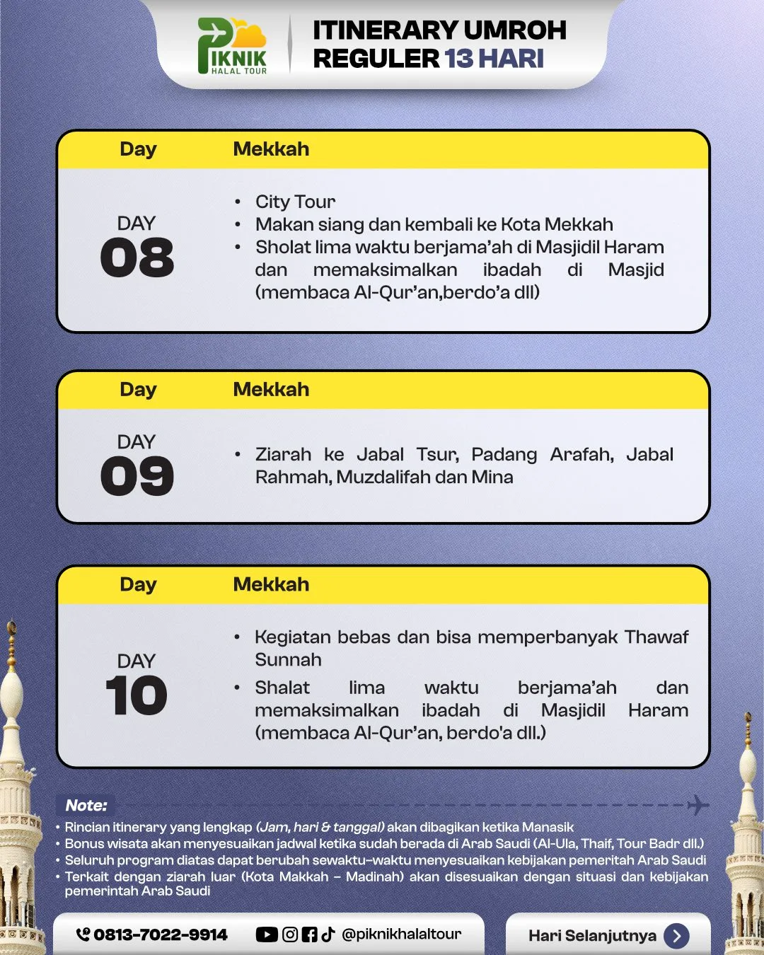 Itinerary 13 Hari - Itinerary