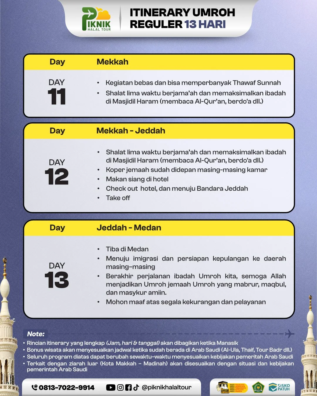 Itinerary 13 Hari - Itinerary