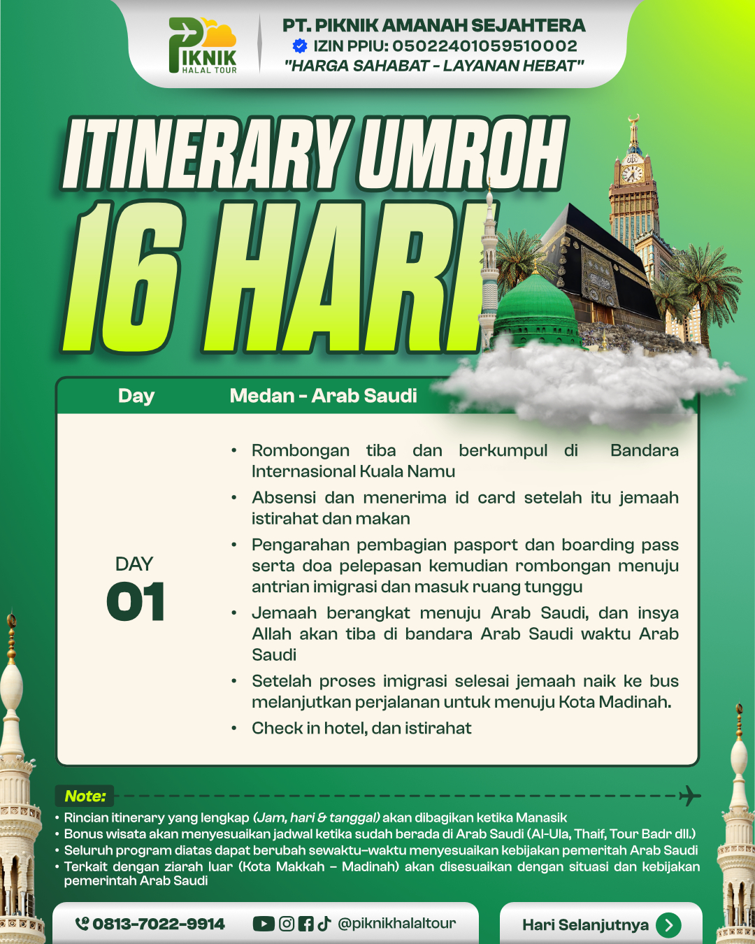 Itinerary 16 Hari - Itinerary