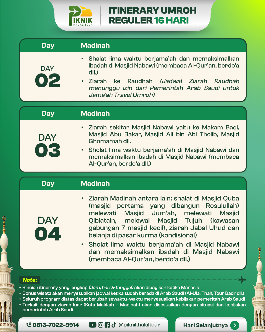 Itinerary 16 Hari - Itinerary