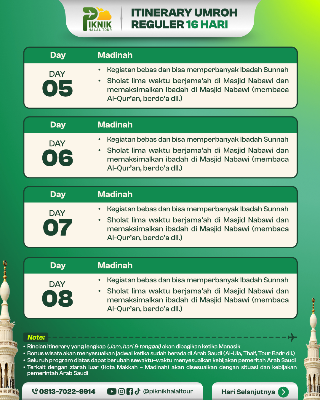 Itinerary 16 Hari - Itinerary