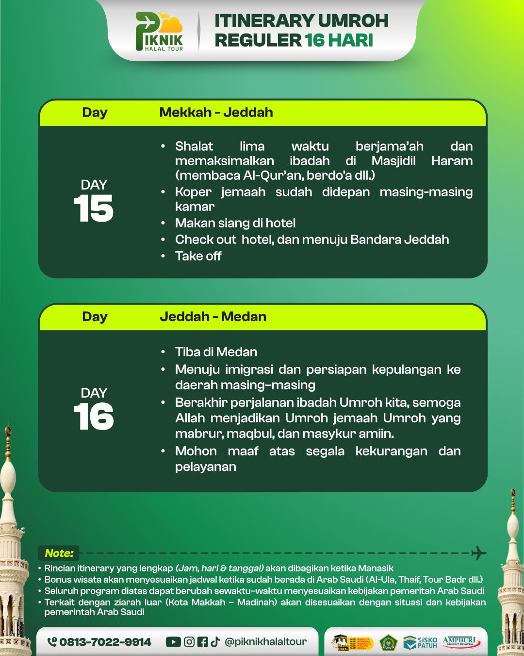 Itinerary 16 Hari - Itinerary
