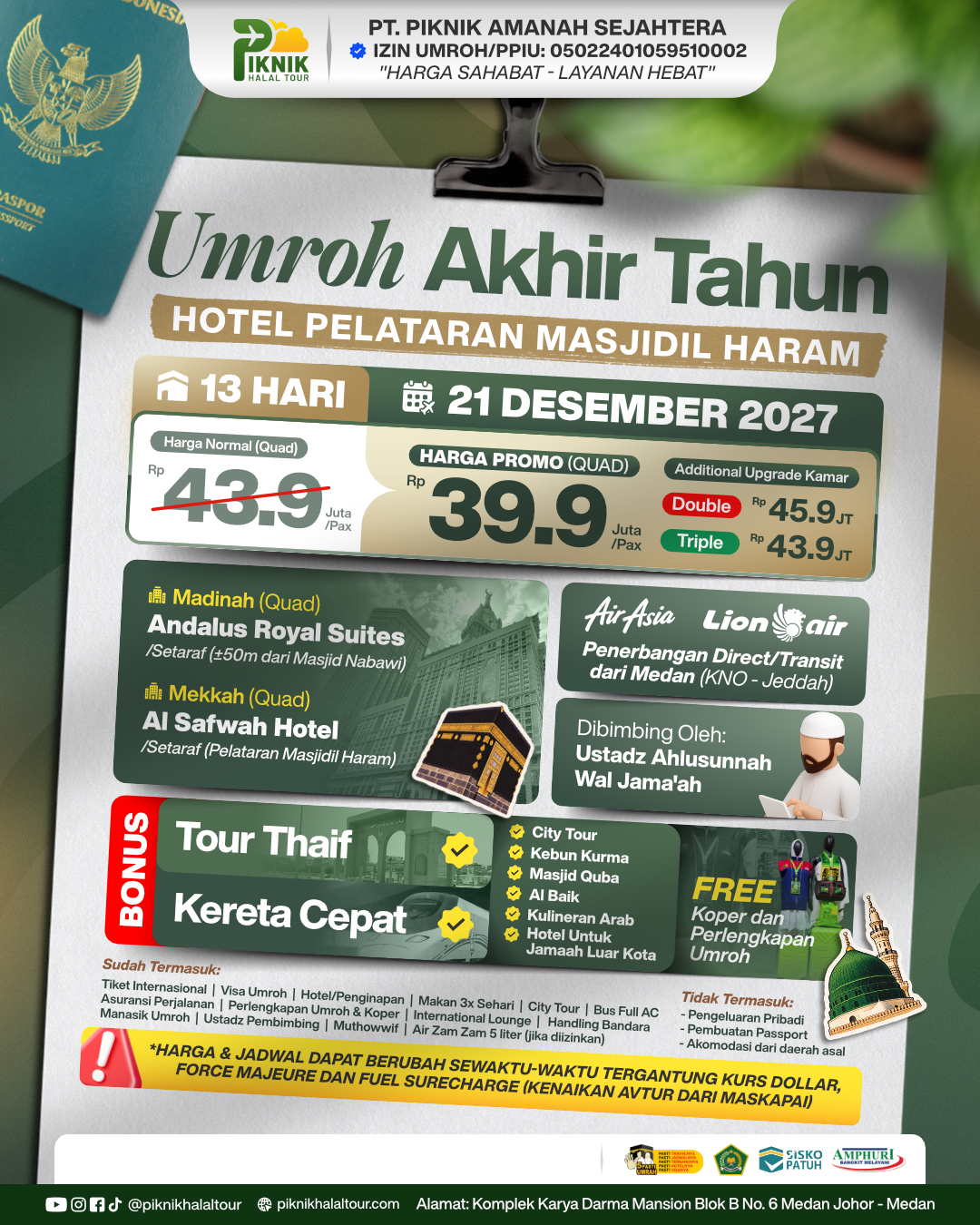 Paket Umroh Desember 2027 Medan Hemat – Umroh Akhir Tahun 13 Hari