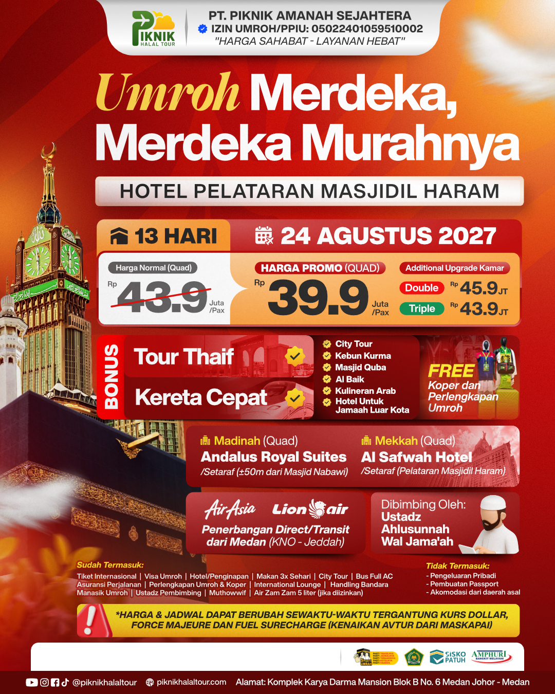 Paket Umroh Agustus 2027 Medan Termurah – Umroh Merdeka 13 Hari